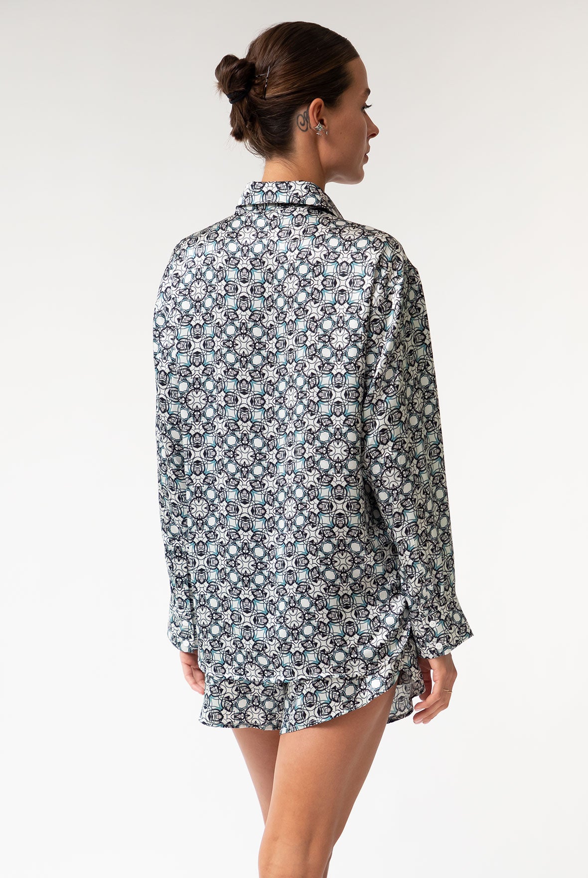 Black Crystal Neo Geo Silk Shirt