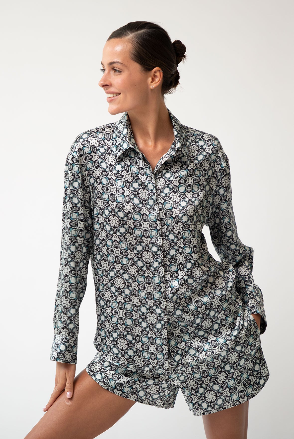 Black Crystal Neo Geo Silk Shorts