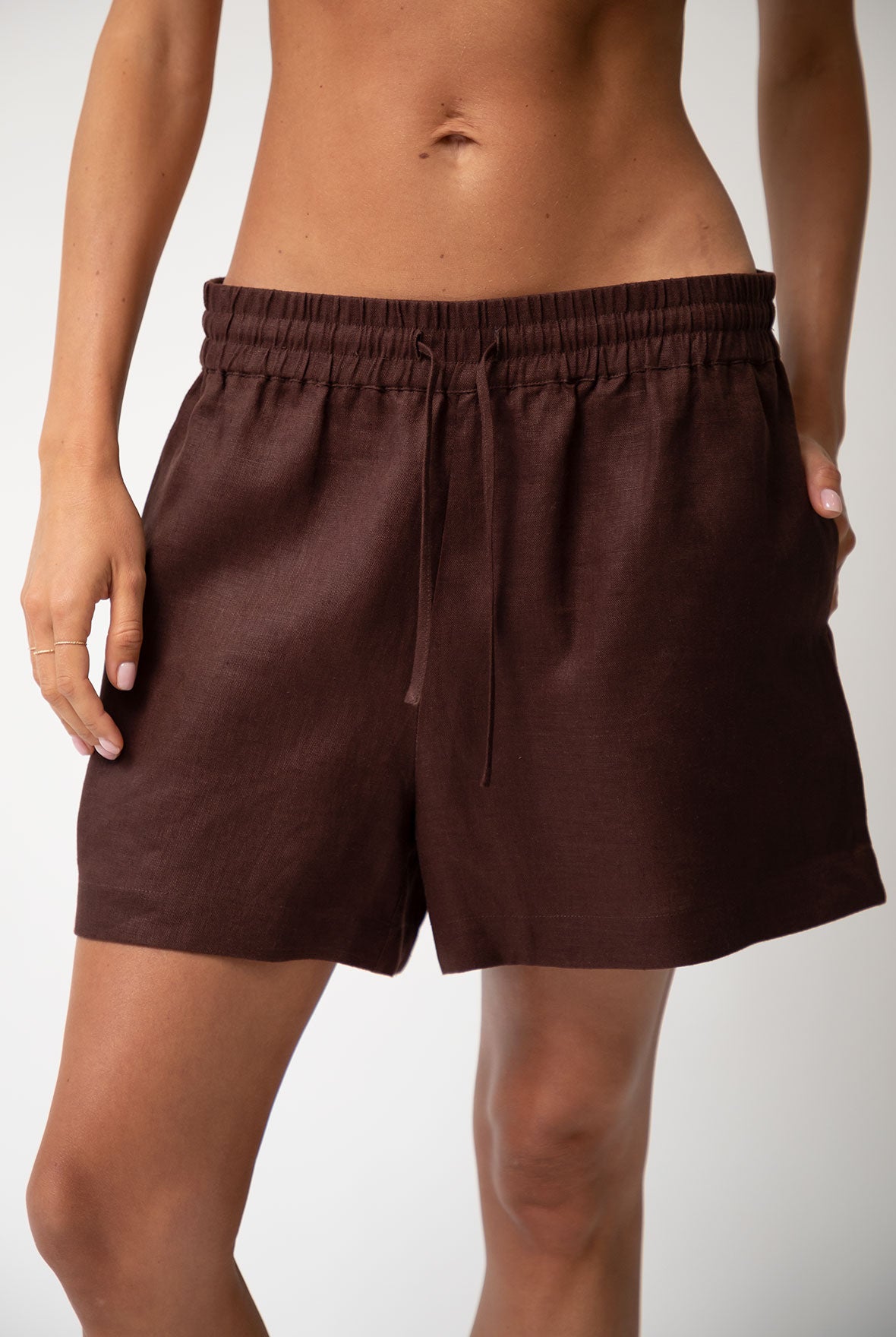 極希少　80s USA製 LINEN WIDE SHORTS Brown Heavy Linen Shorts Perfect Days | NOKAYA