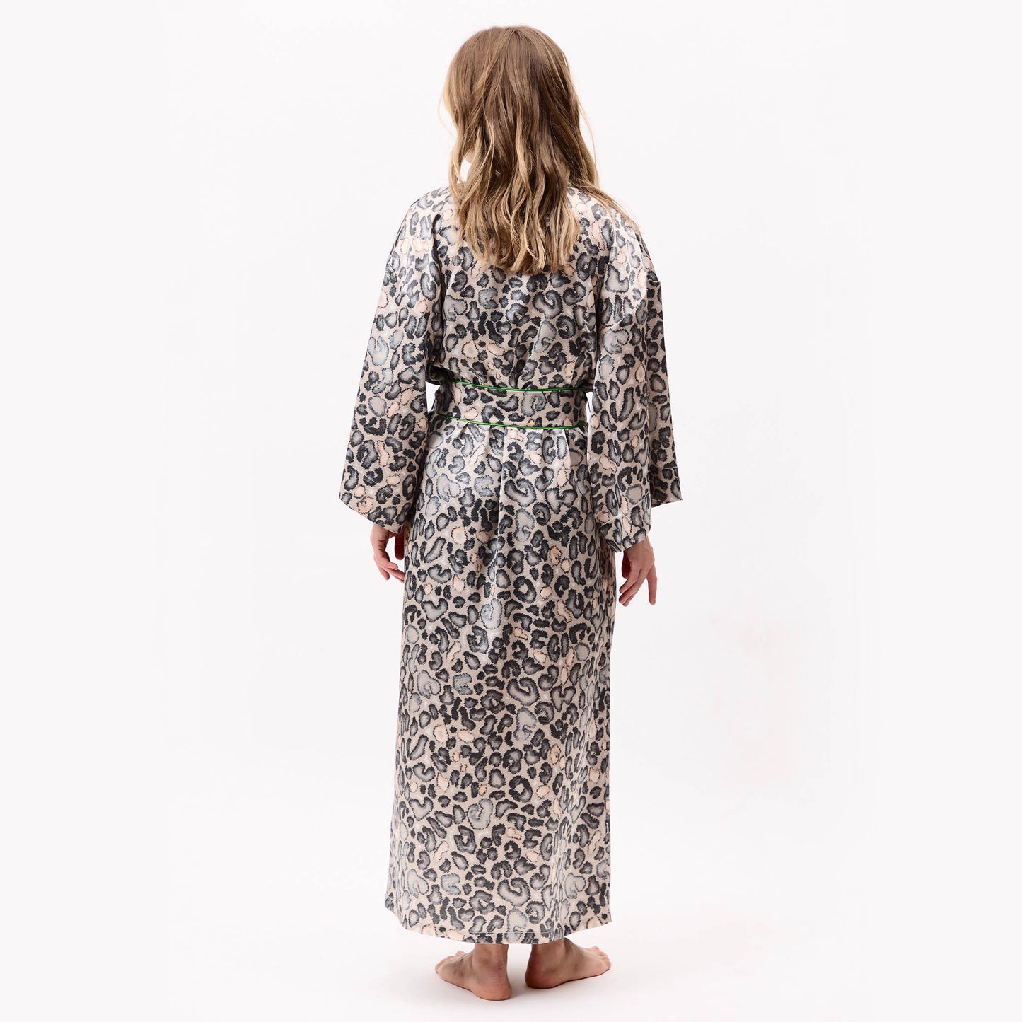 Silk Long Kimono Robe Animal Print