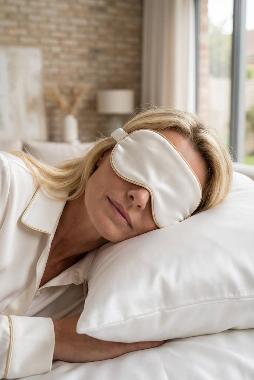 Silk Sleep Mask Ivory-Caramel