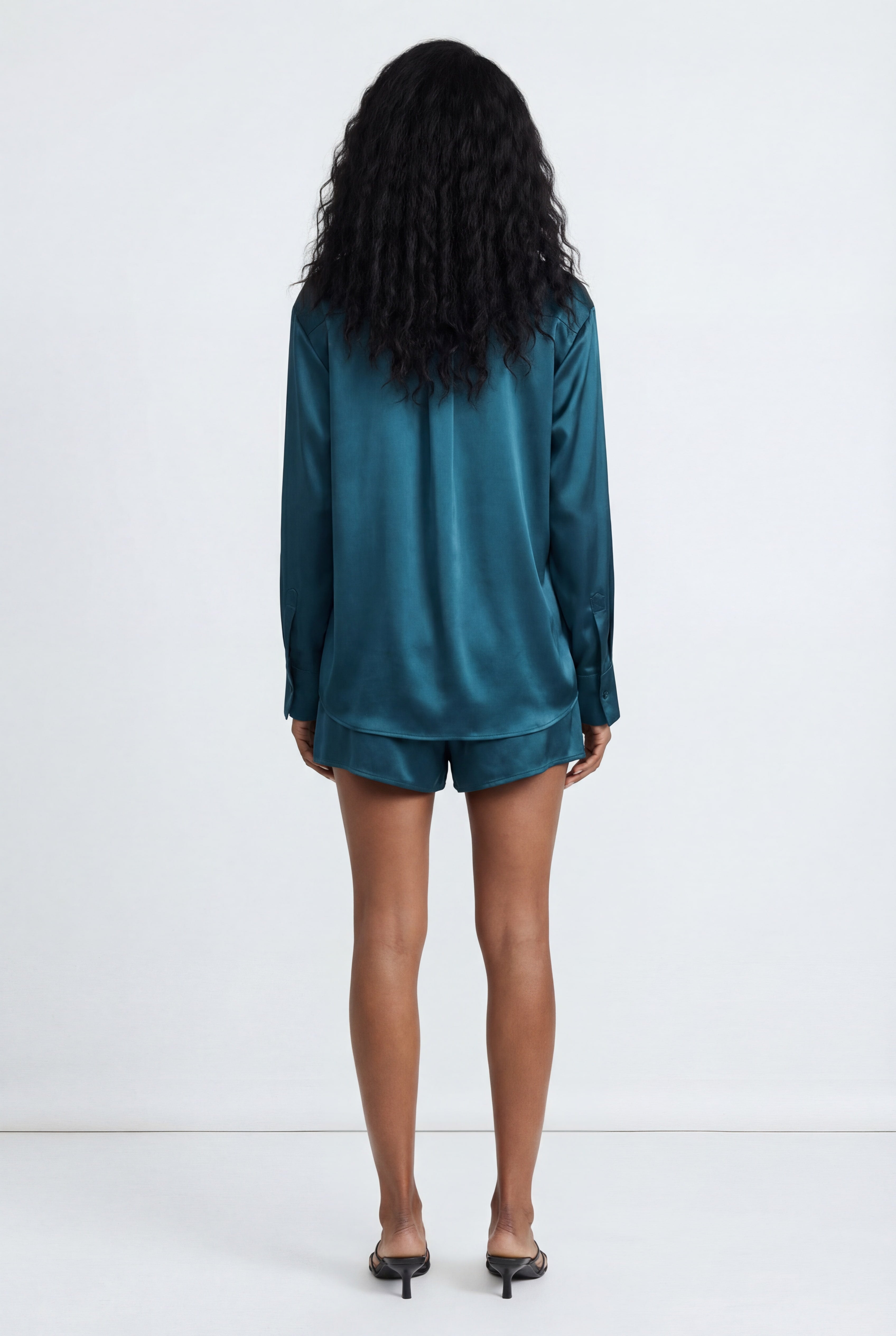 The Lady Silk Shirt Teal Eclipse