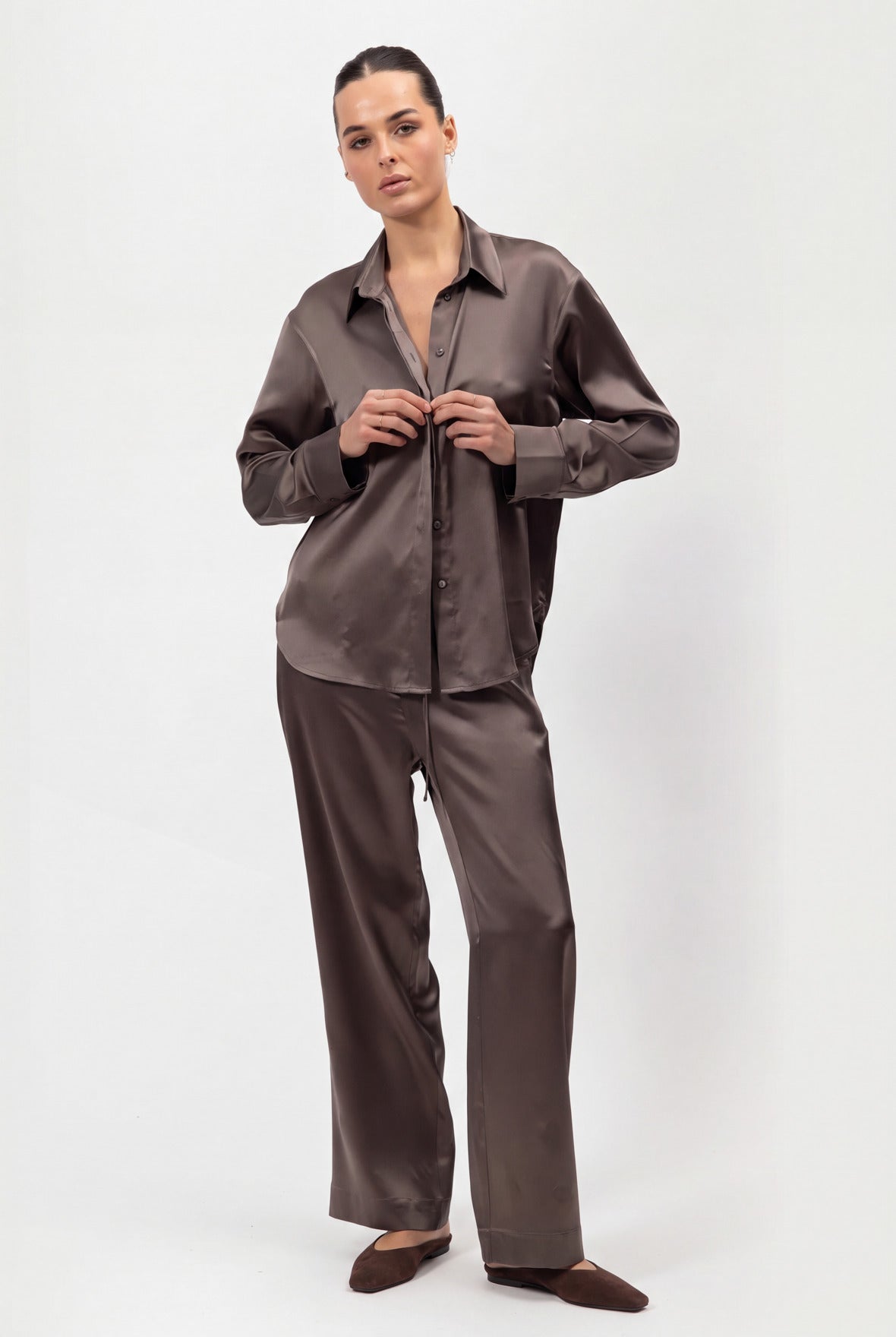 The Lady Silk Trousers Future Brown