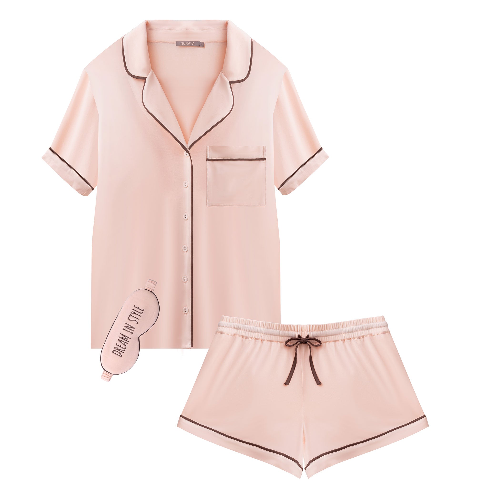 Bamboo Short Pyjama Set in Peach Powder