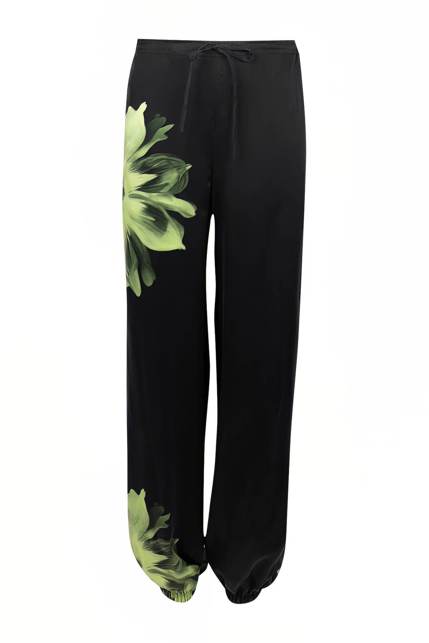washable silk Pajama Pants Nokaya in black with pockets
