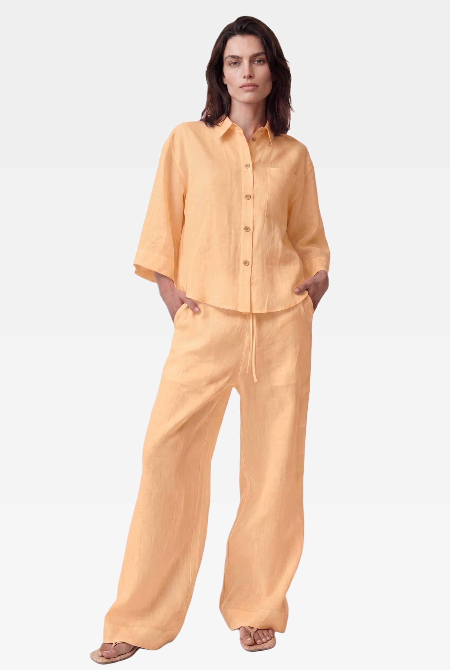 NOKAYA Peach Heavy Linen Perfect Days co-ord