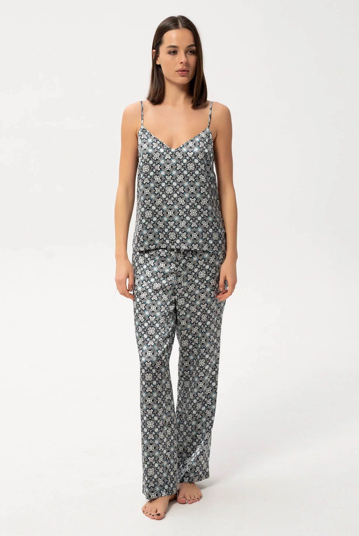 Black Crystal Neo Geo Silk Pyjama Pants