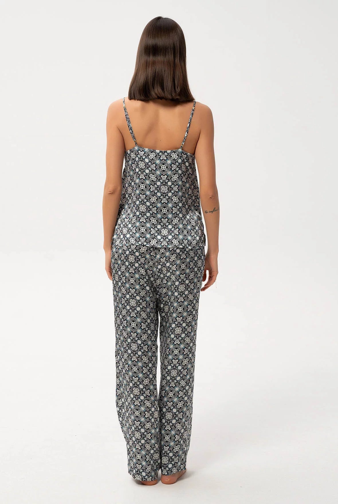 Black Crystal Neo Geo Silk Pyjama Pants