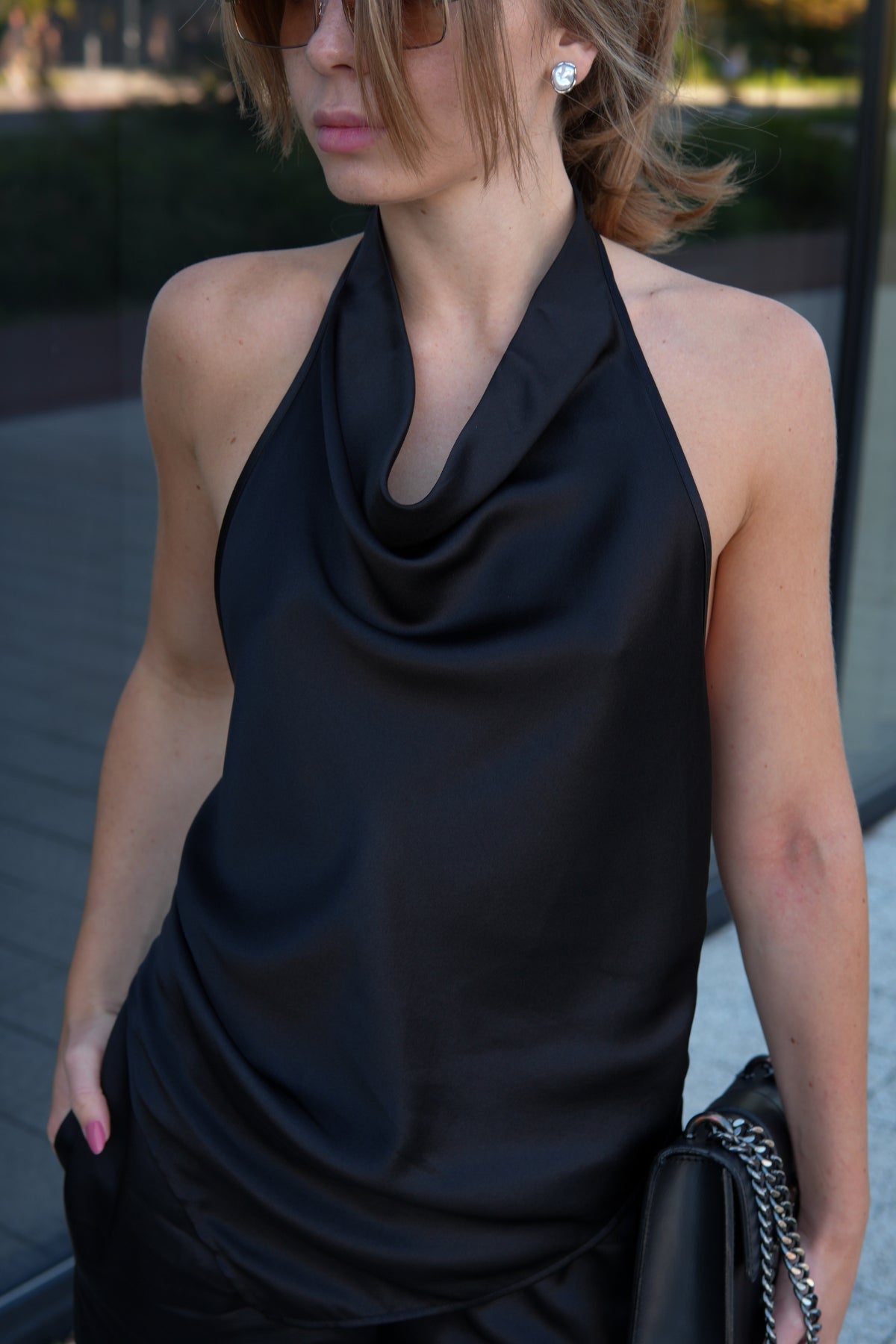Black Silk Halter Top The Lady