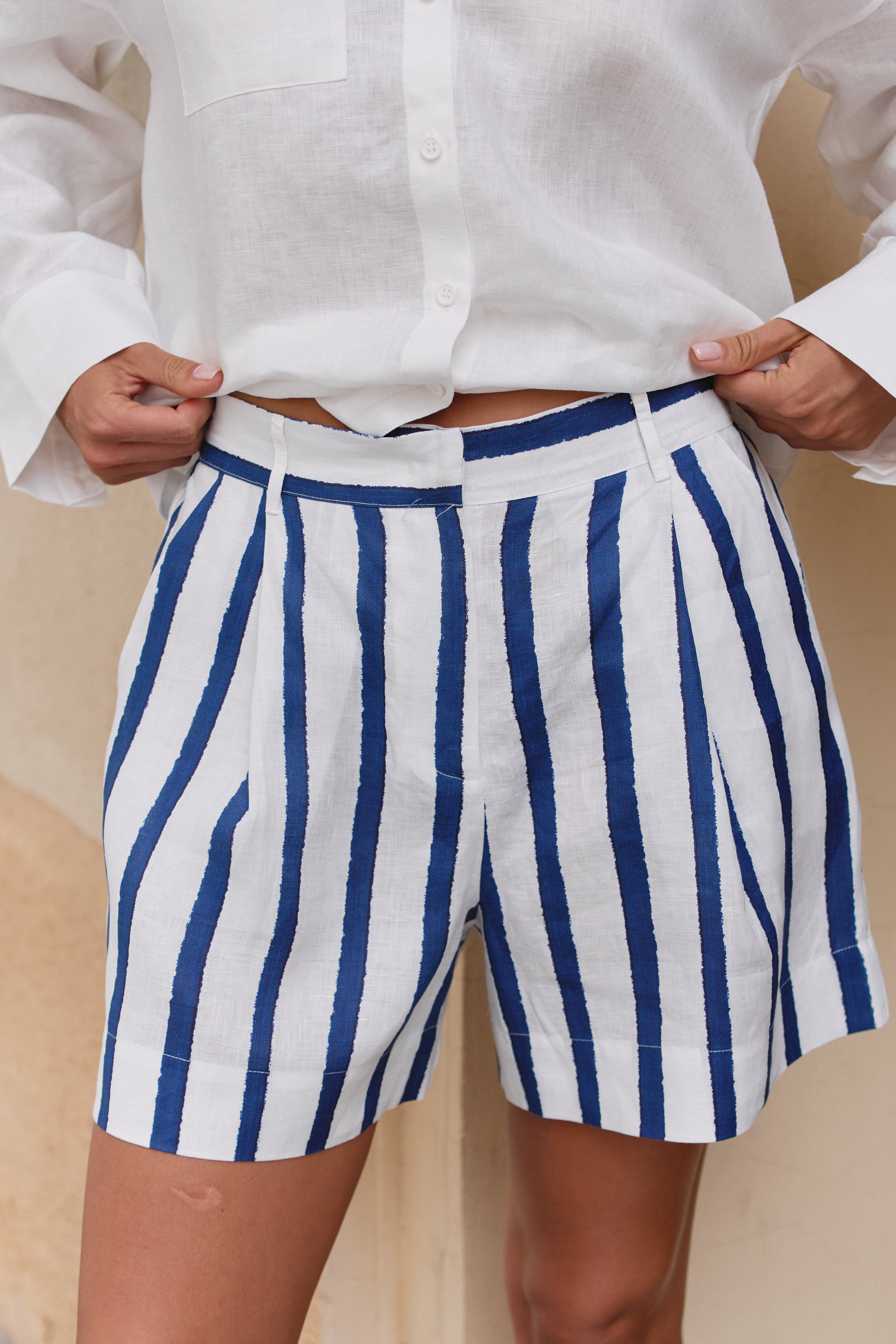 Nautical Print Linen Shorts Linen Spirit
