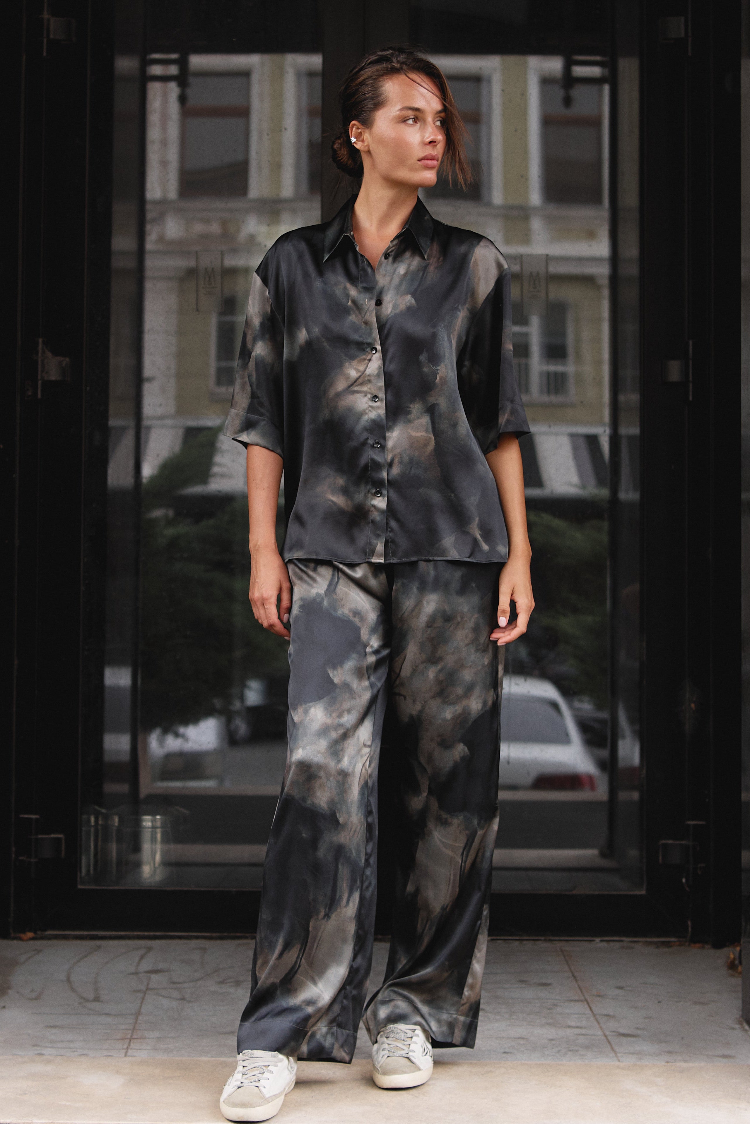 Black Silk Trousers Mirage | Nokaya