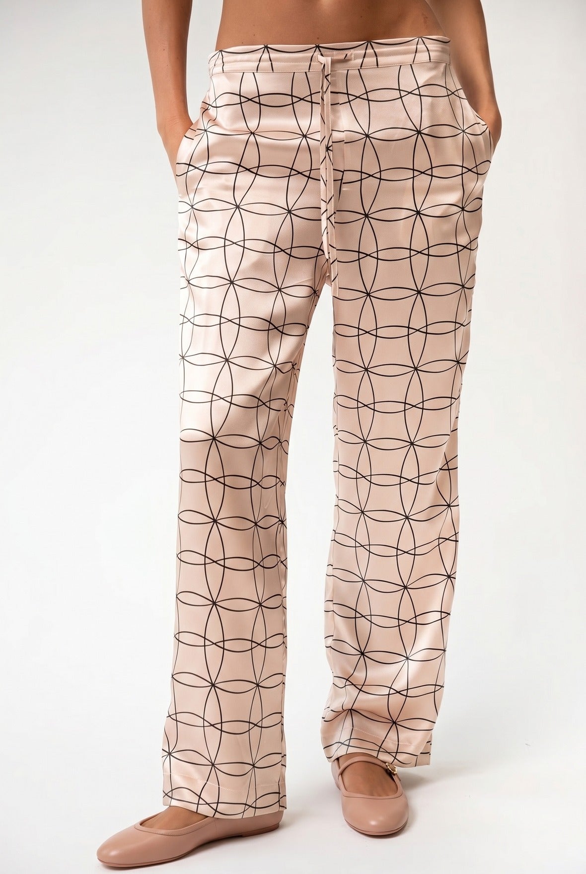Pink Neo Geo Silk Trousers