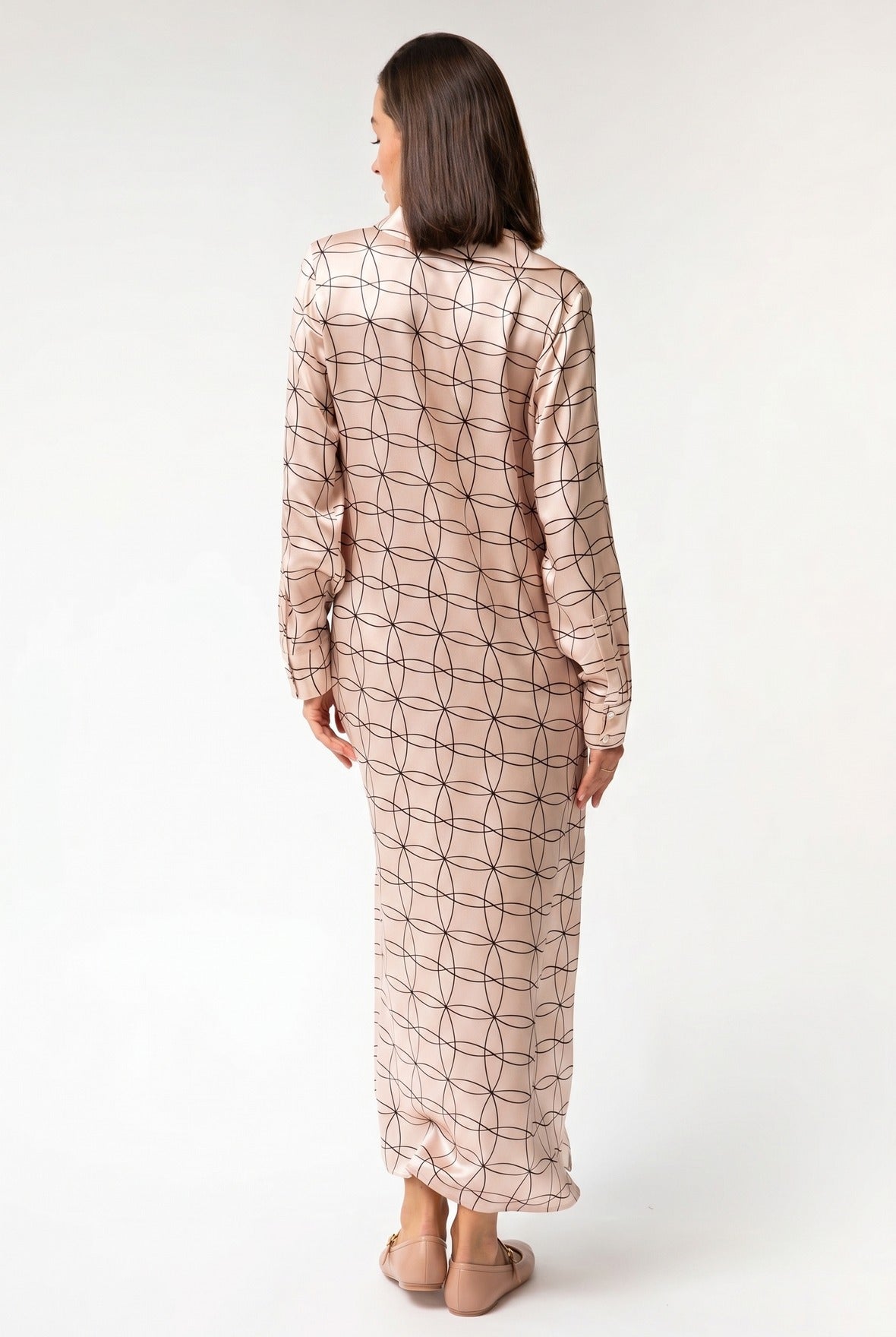 Pink Neo Geo Silk Shirt Dress