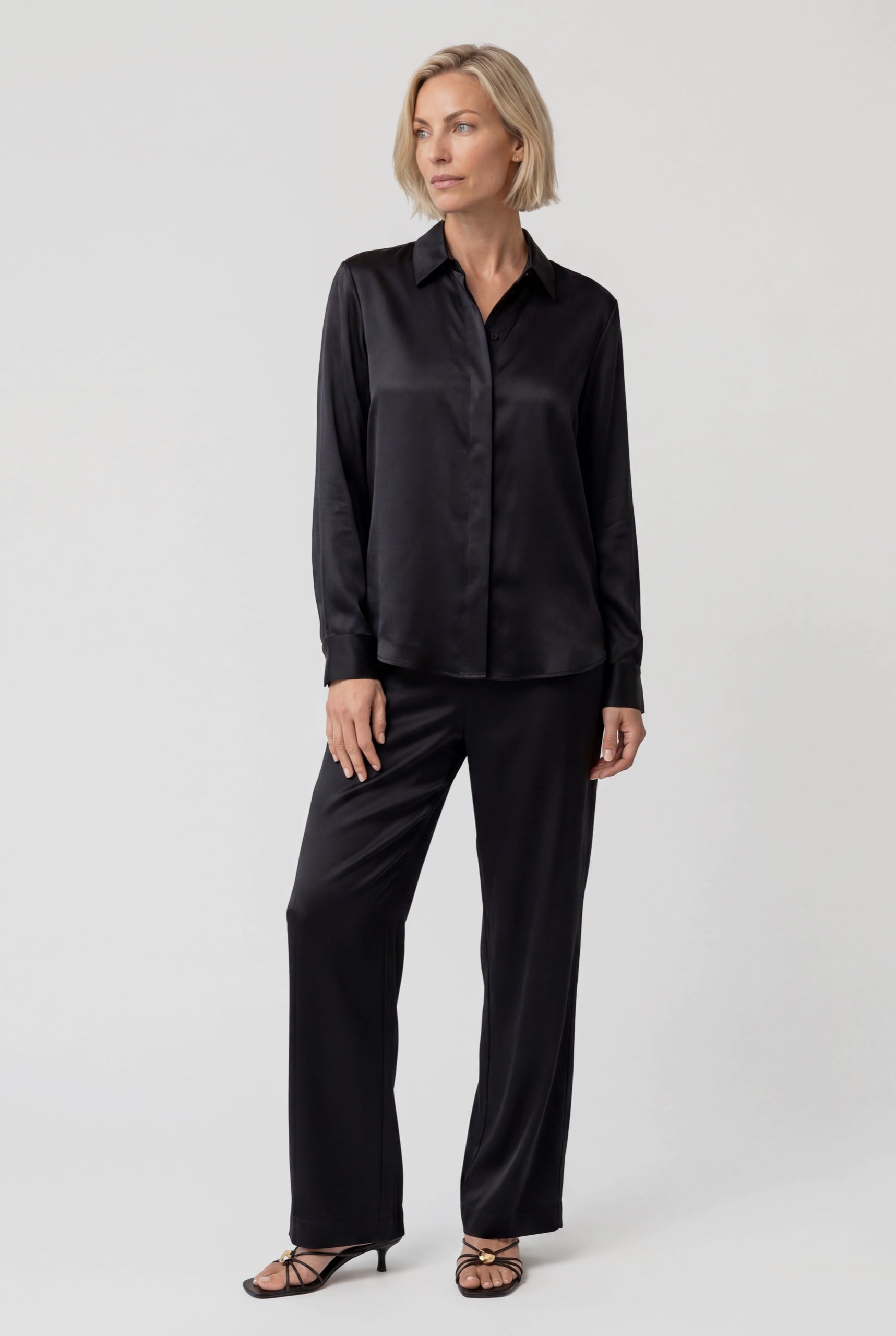 The Lady Silk Shirt Crystal Black side