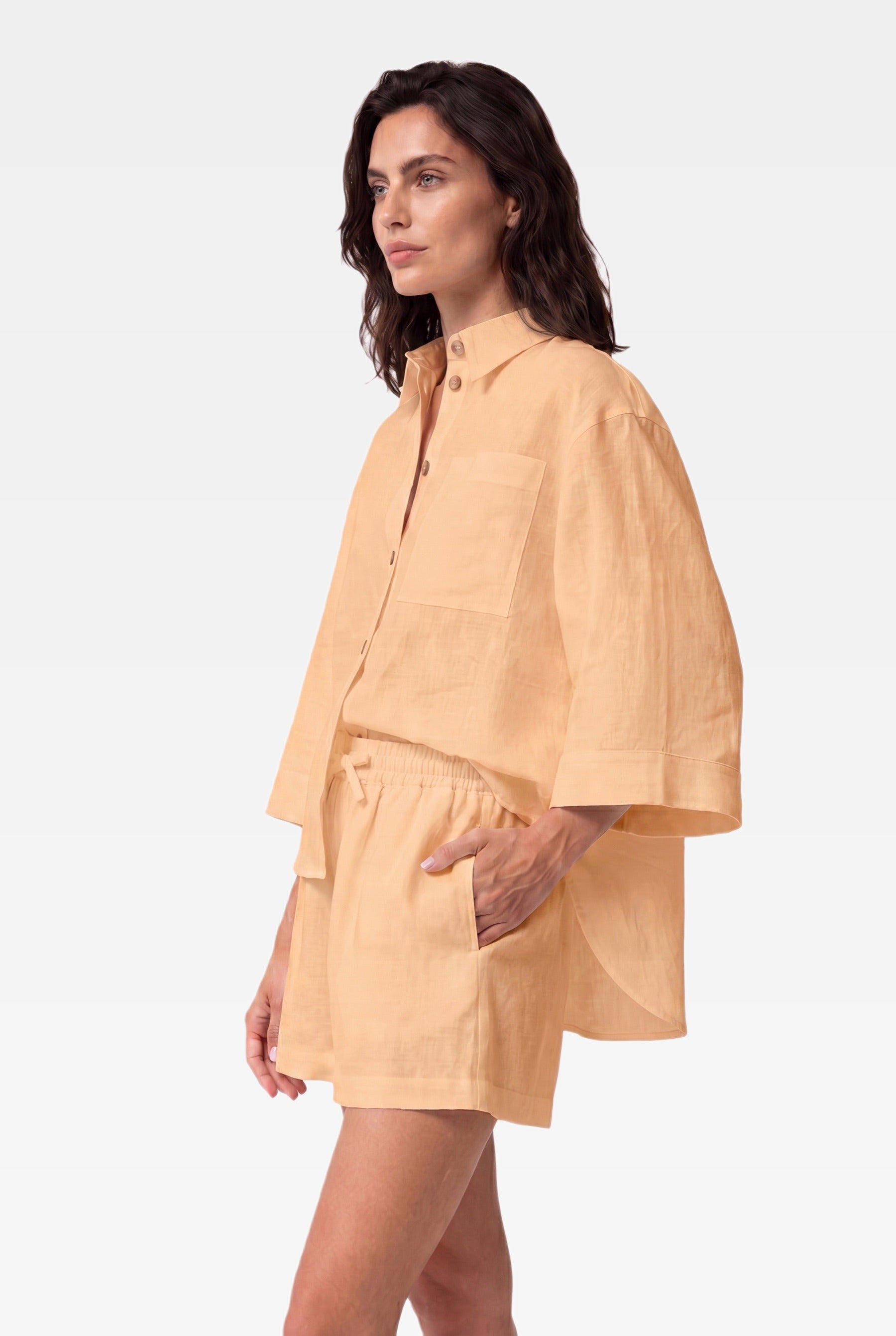 NOKAYA Peach Heavy Linen Perfect Days side