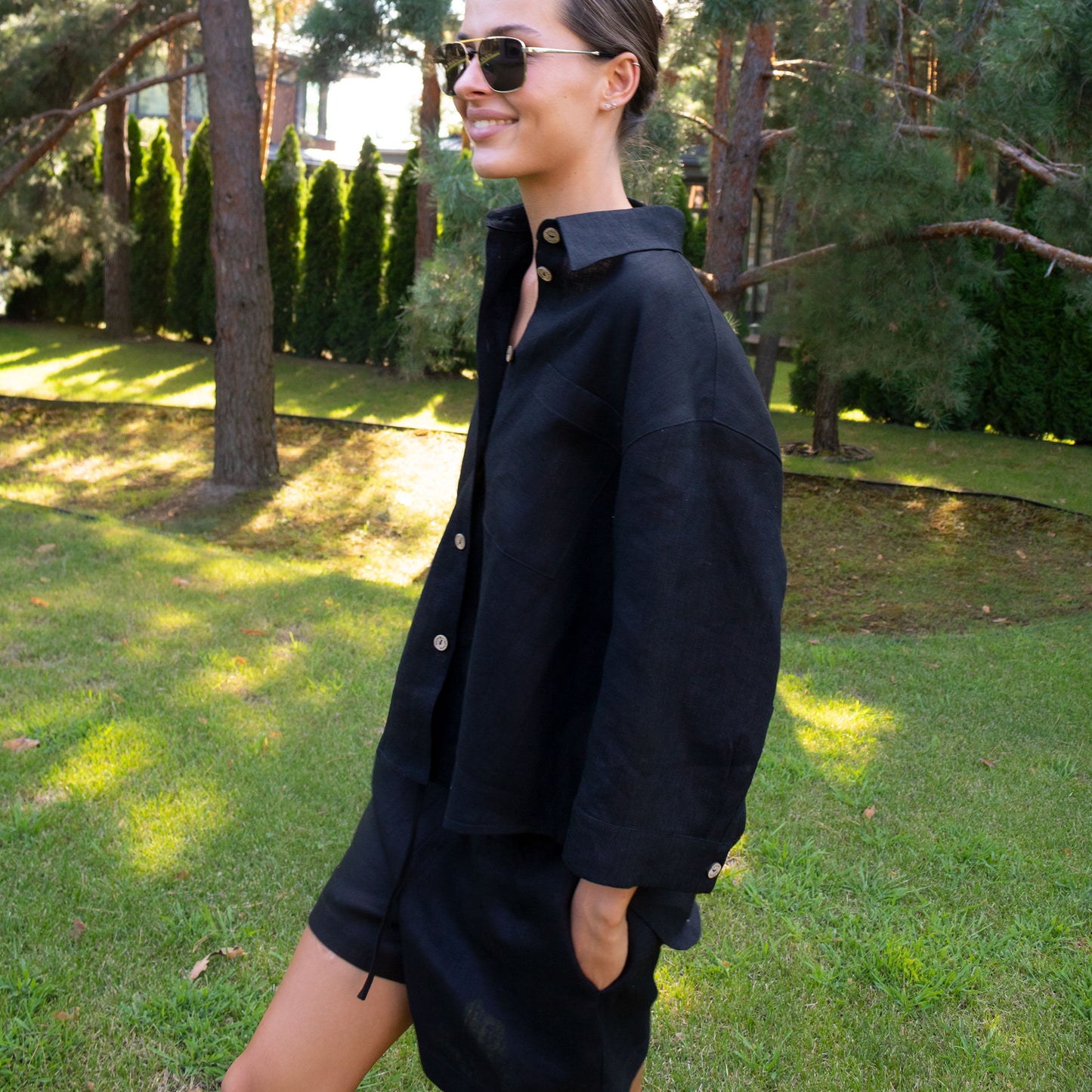 Black Heavy Linen Shirt Perfect Days