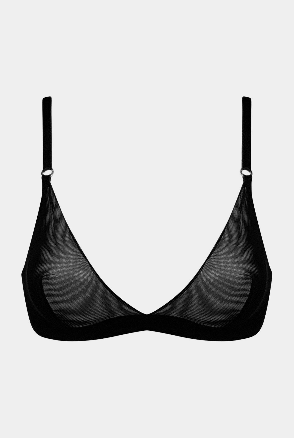 I.D. Line Soft Triangle Fine Mesh Bralette Black