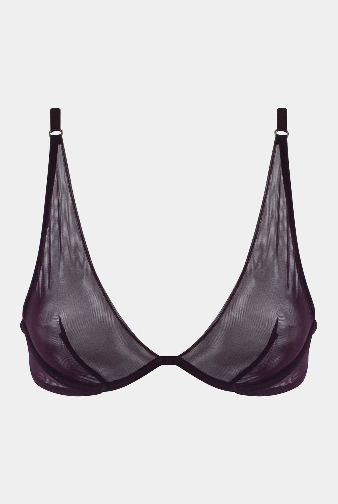I.D. Line Deep Plunge Underwired Fine Mesh Bra Brown