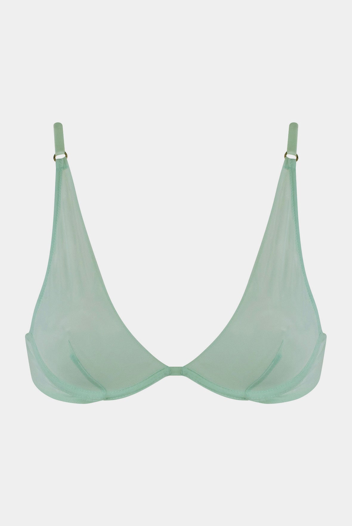 I.D. Line Deep Plunge Underwired Fine Mesh Bra Mint Cream