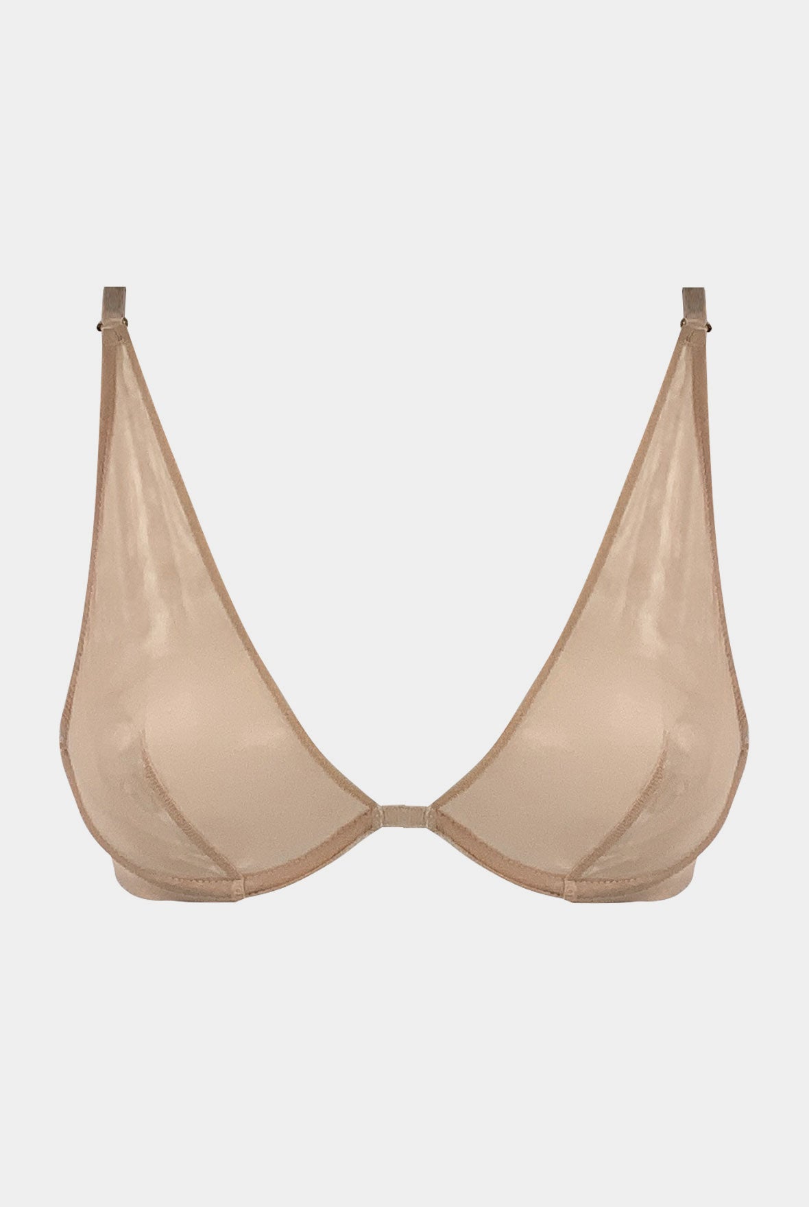 I.D. Line Deep Plunge Underwired Fine Mesh Bra Nude