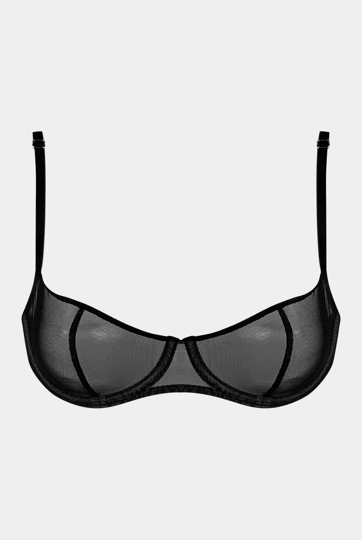 I.D. Line Underwired Fine Mesh Balcony Bra Black