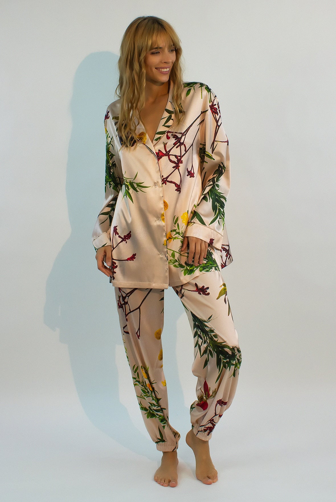 FLYING FLOWER Silk Pyjama Shirt