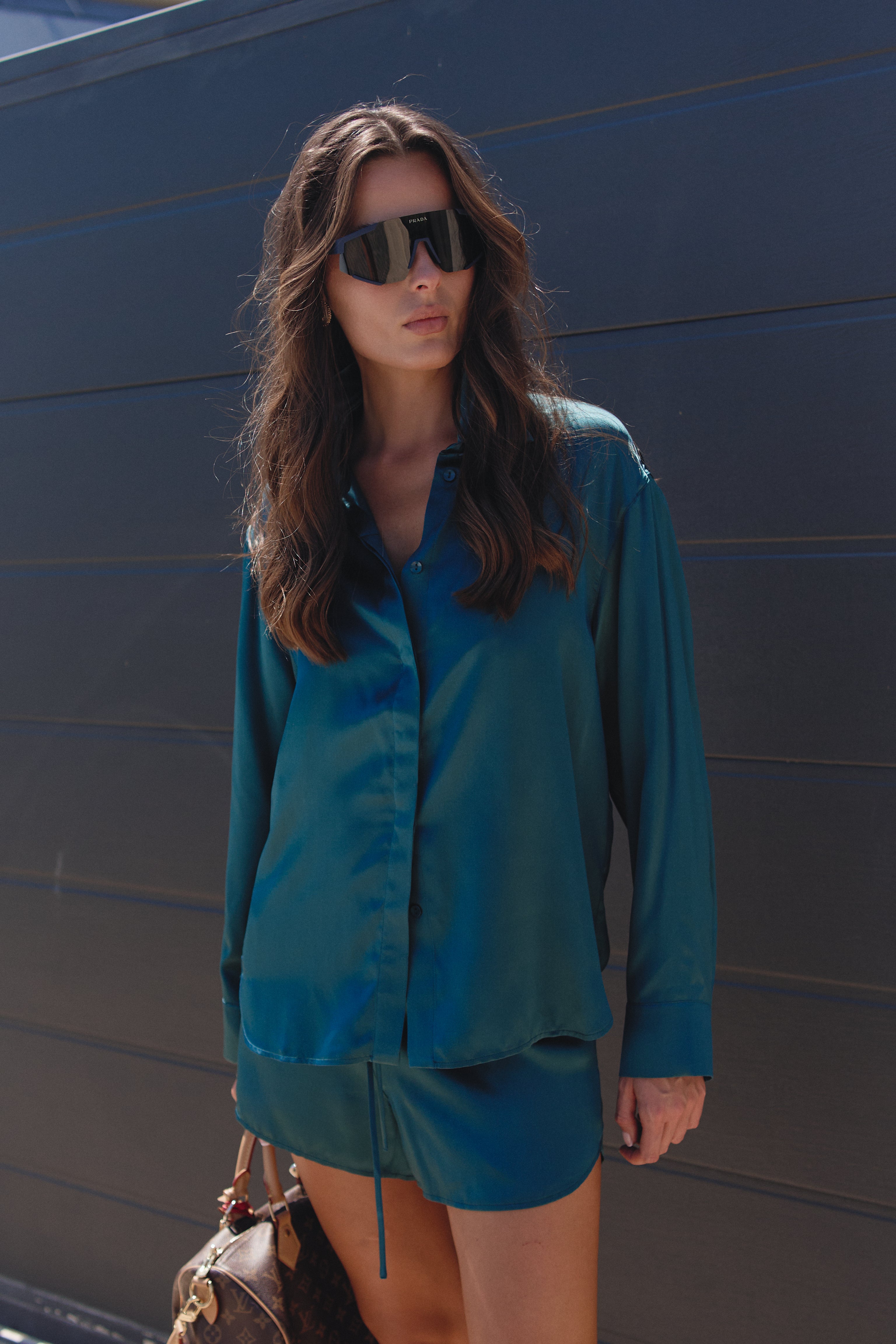 The Lady Silk Shirt Teal Eclipse
