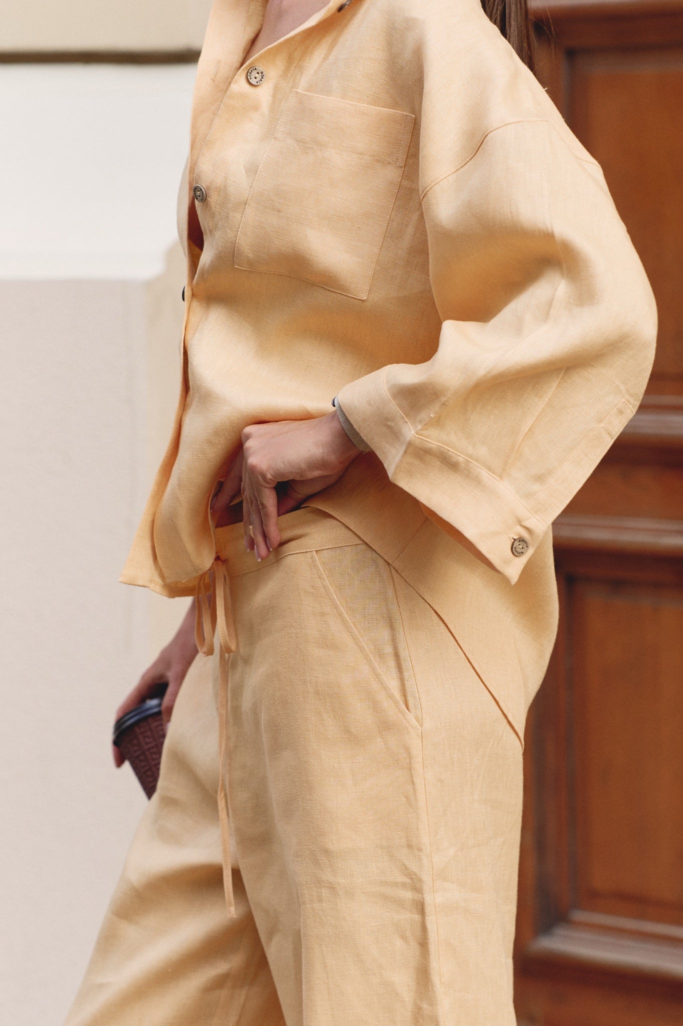 Peach Heavy Linen Wide-leg Trousers Perfect Days