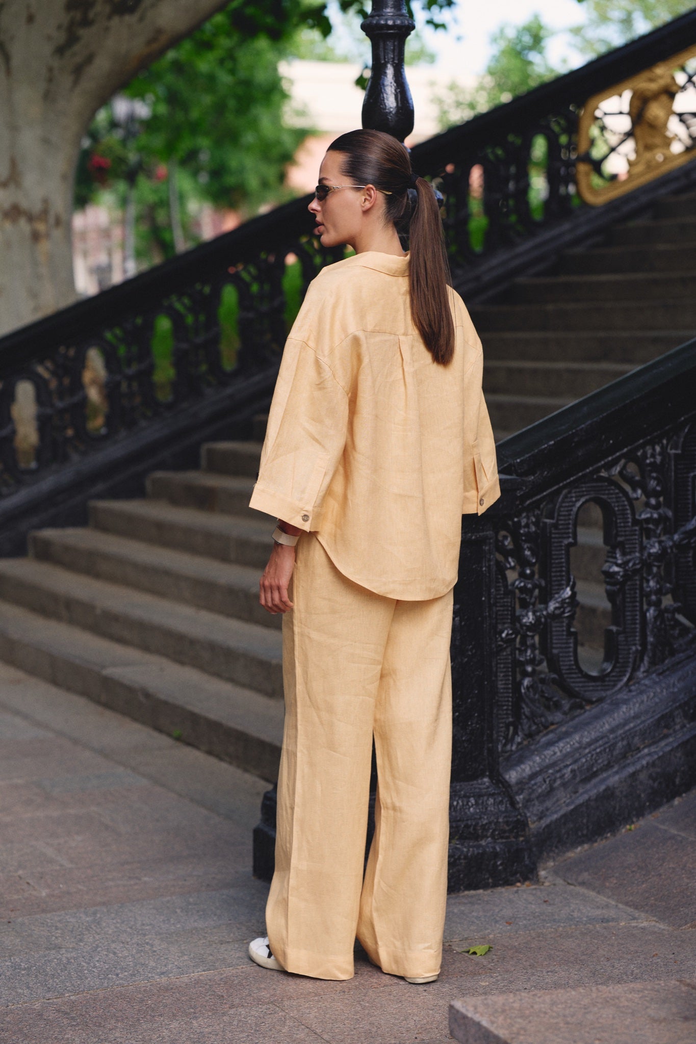 Peach Heavy Linen Wide-leg Trousers Perfect Days