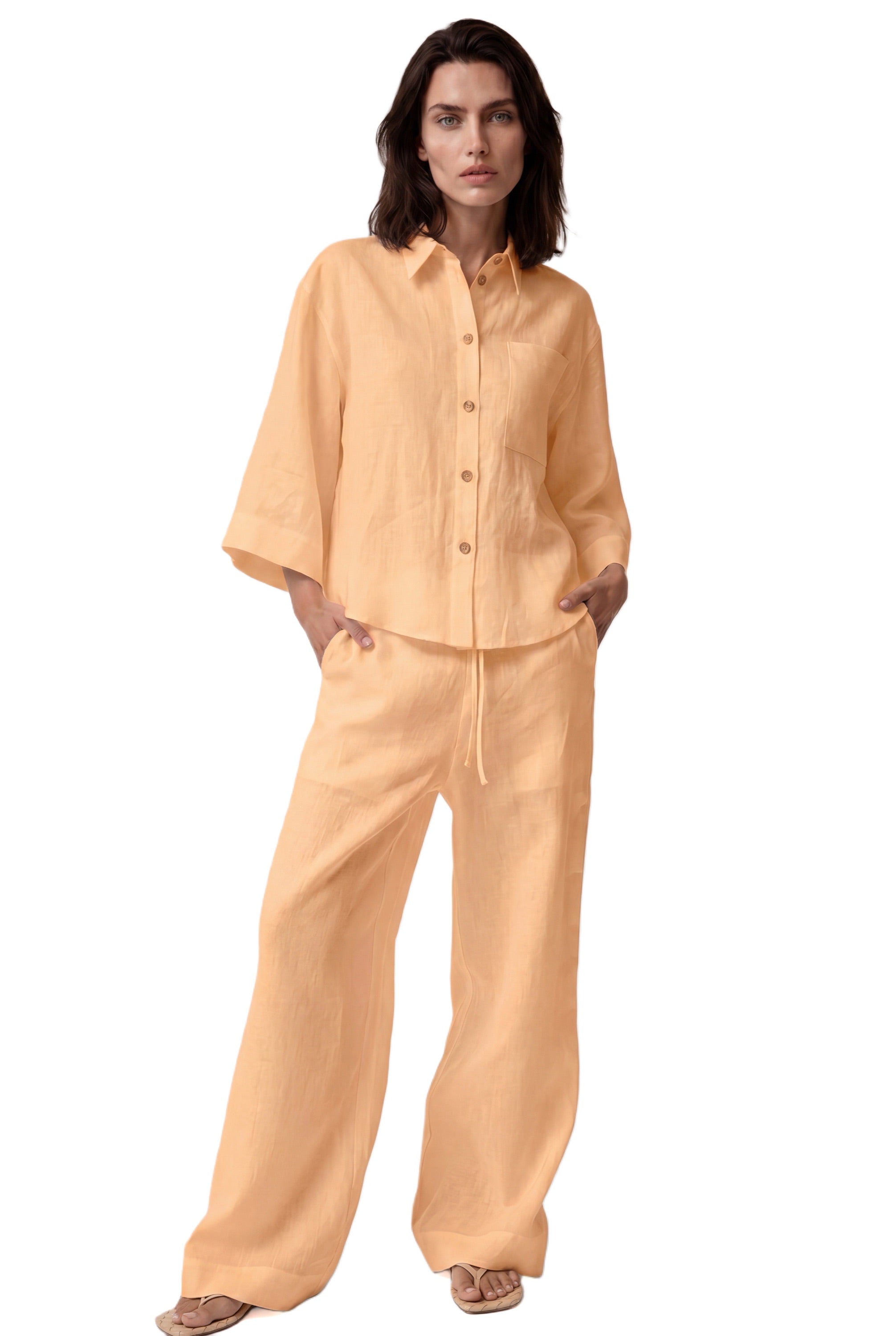 Peach Heavy Linen Shirt Perfect Days
