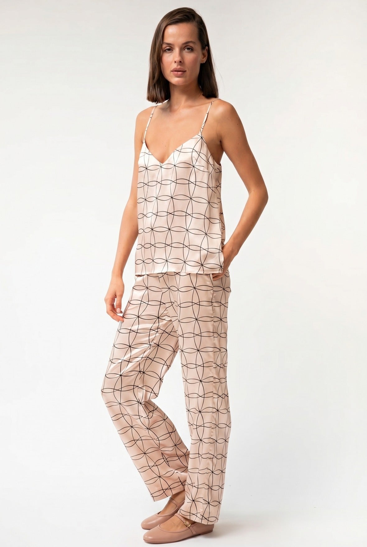 Pink Neo Geo Silk Camisole