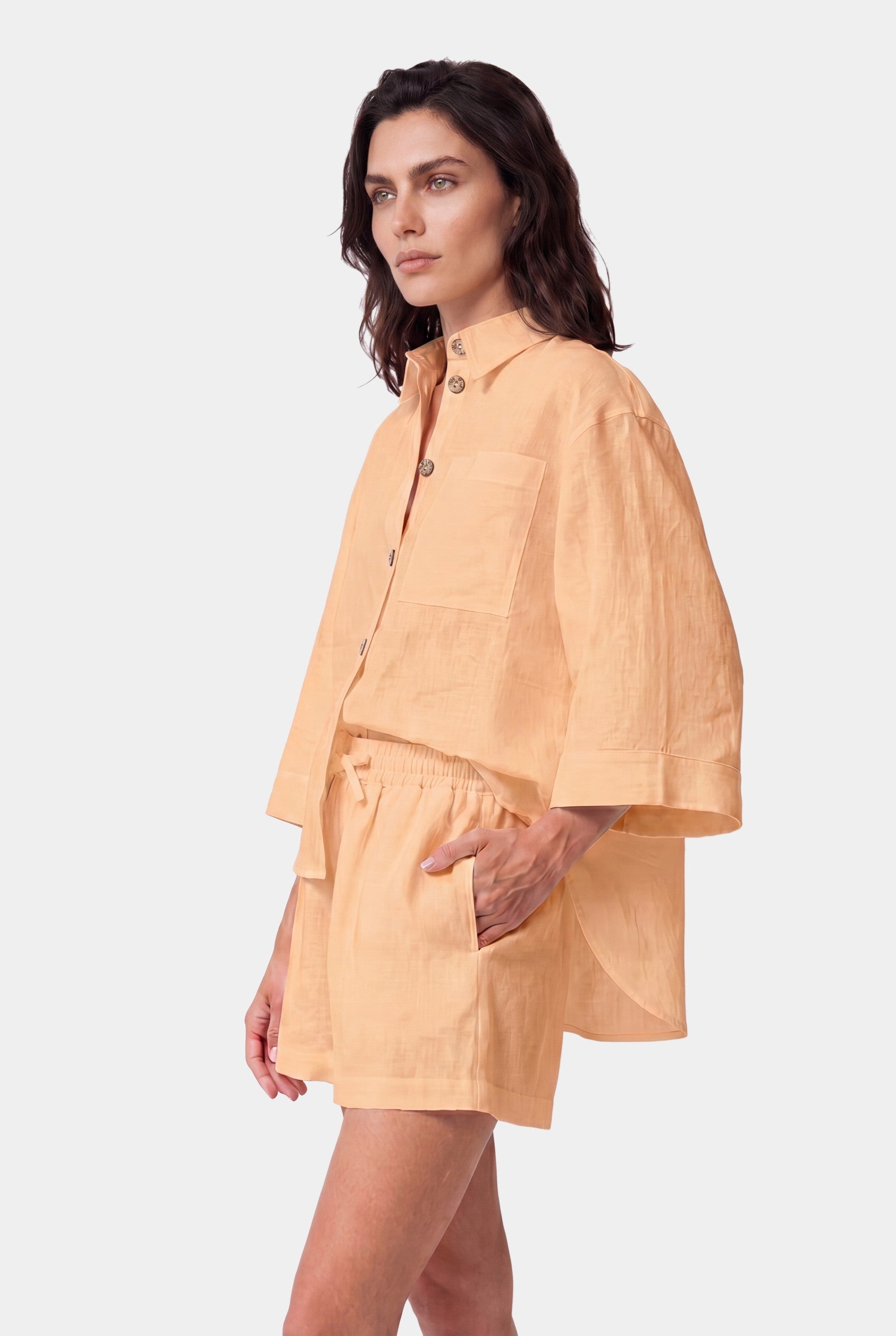 NOKAYA Peach Heavy Linen Perfect Days side