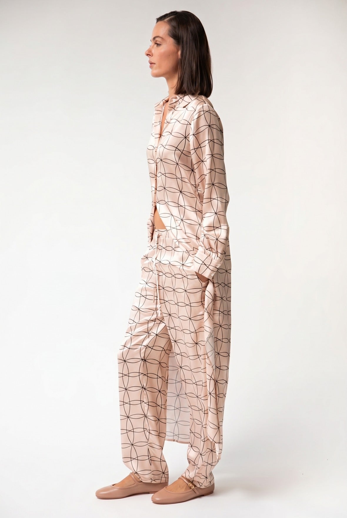 Pink Neo Geo Silk Shirt Dress