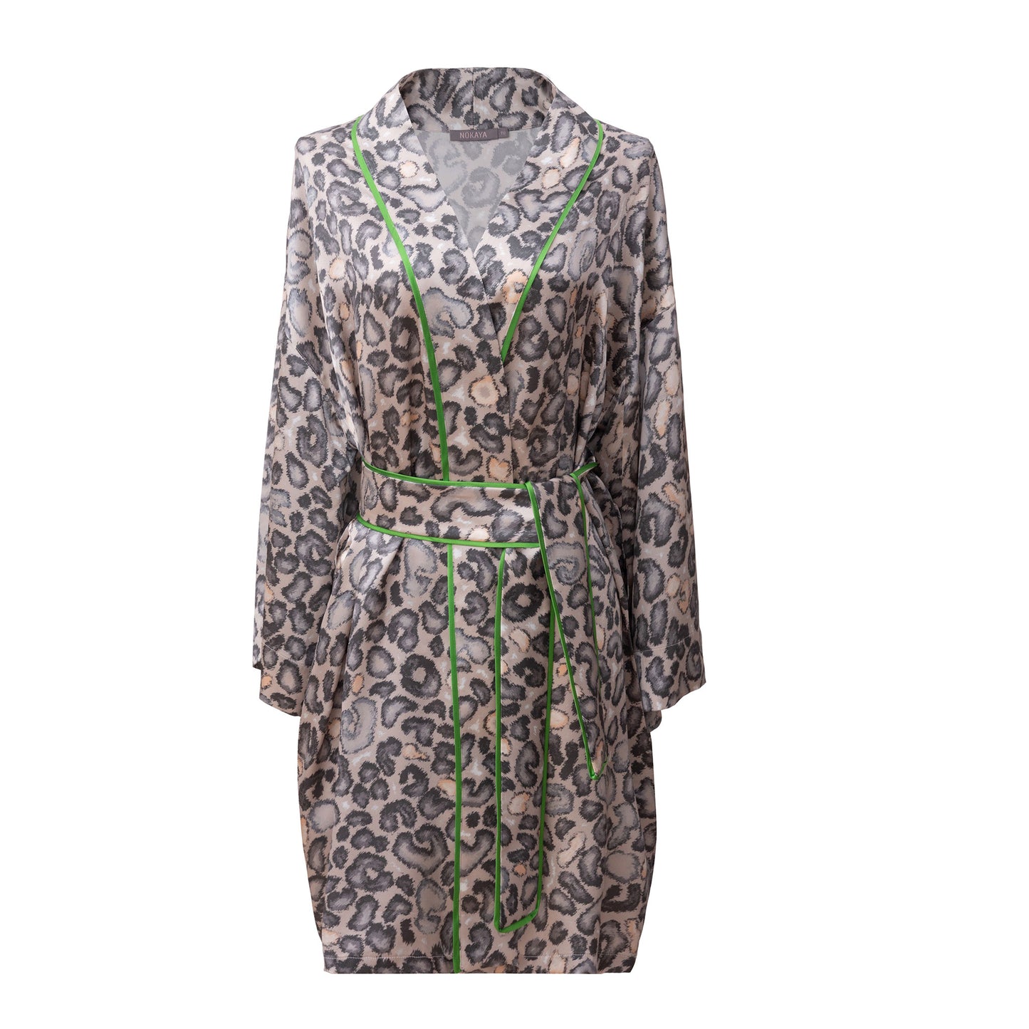 Short silk Kimono Robe with animal print by Nokaya