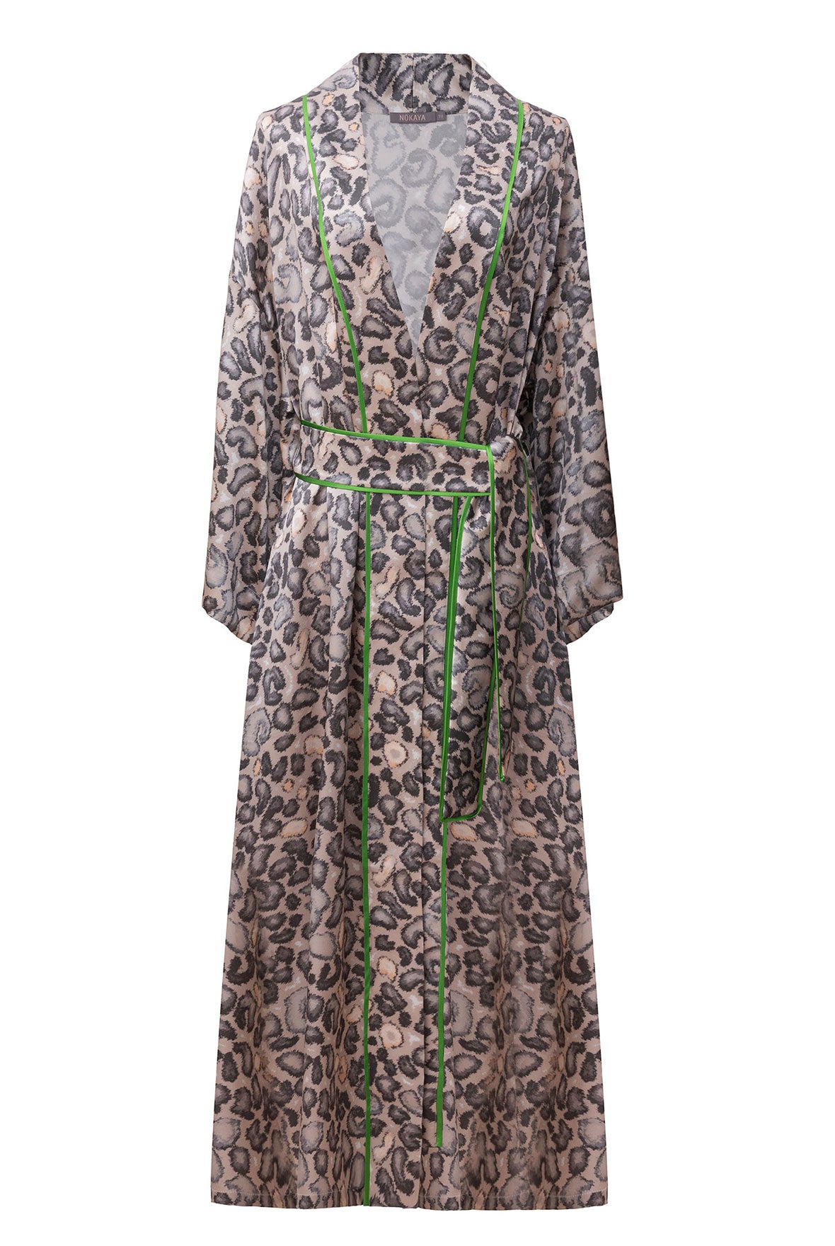 Silk Long Kimono Robe Animal Print