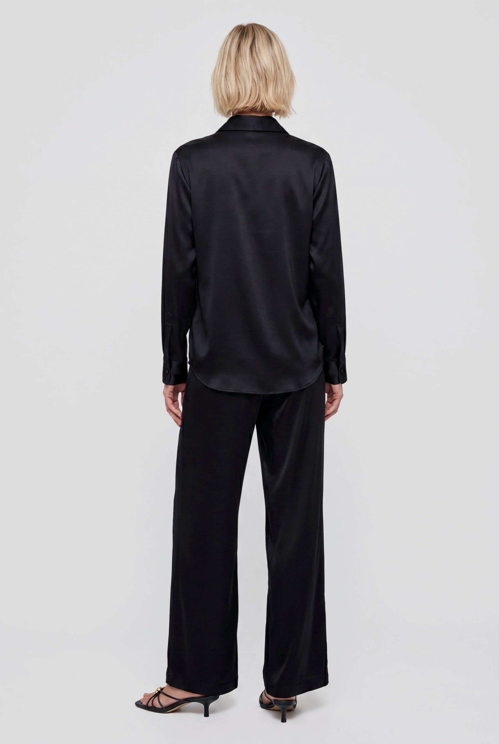The Lady Silk Crystal Black shirt and trousers back