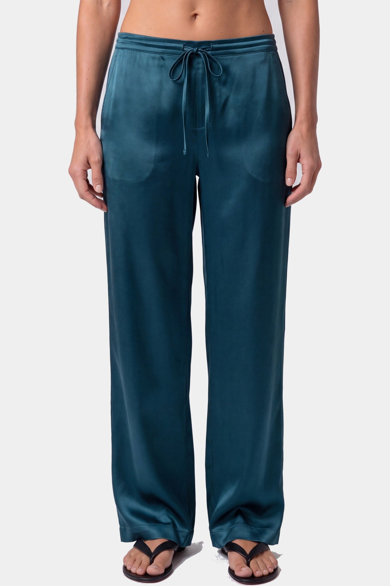  Silk Trousers Teal Eclipse, front view