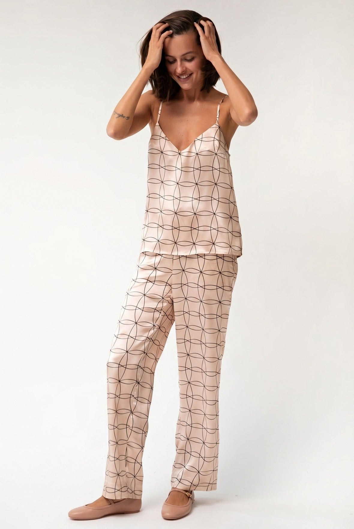 Pink Neo Geo Silk Trousers