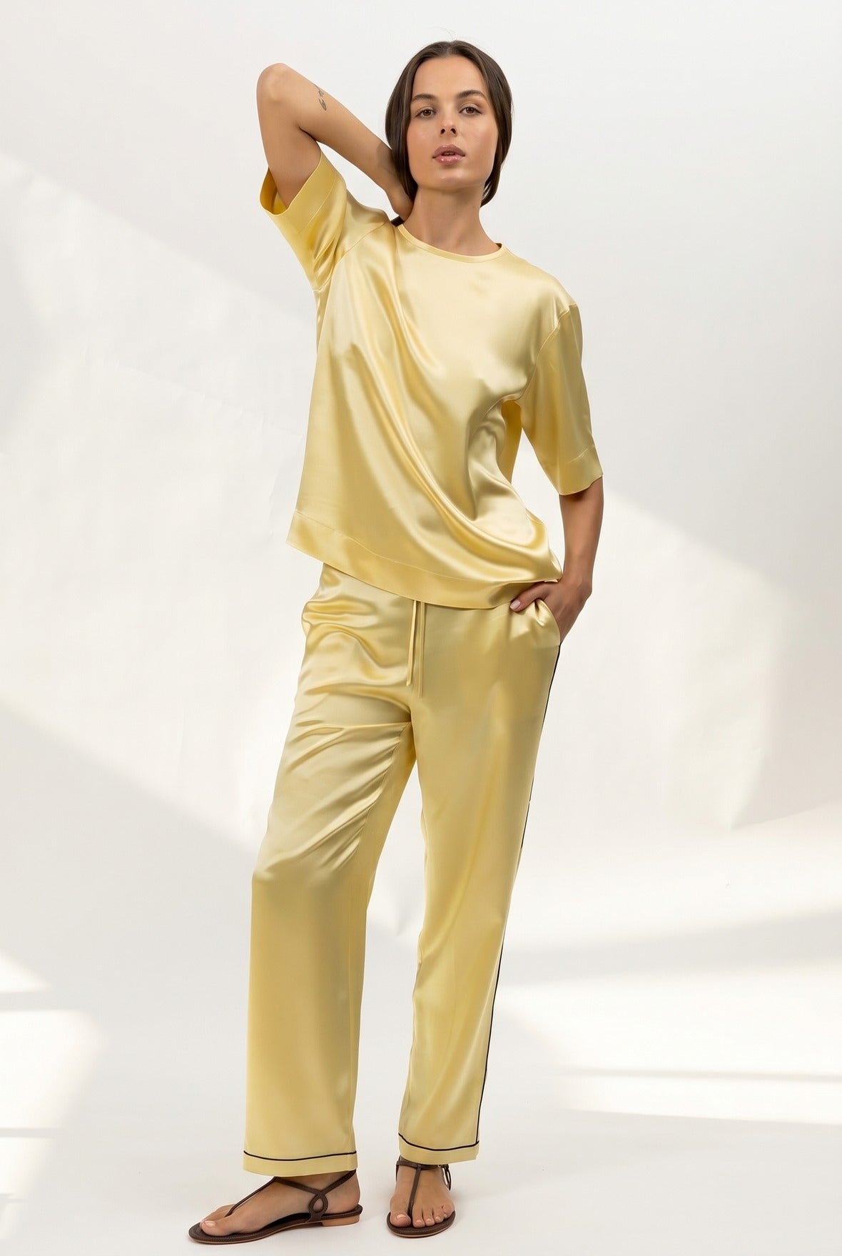 The Lady Silk Trousers Panna Cotta