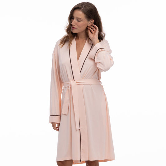 Bamboo Kimono Robe in Peach Powder