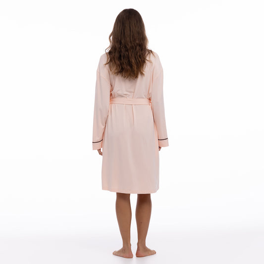 Bamboo Kimono Robe in Peach Powder
