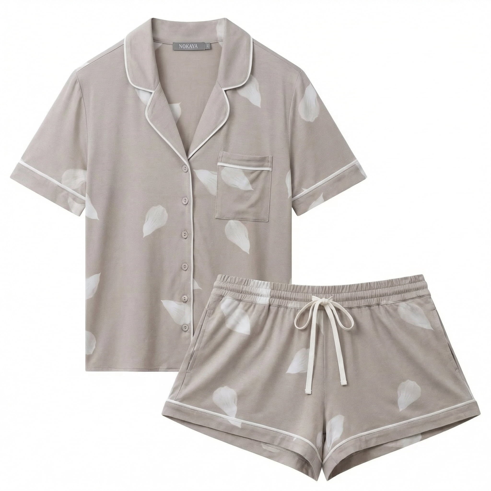 Bamboo Short Pyjama Set in Silver Birch
