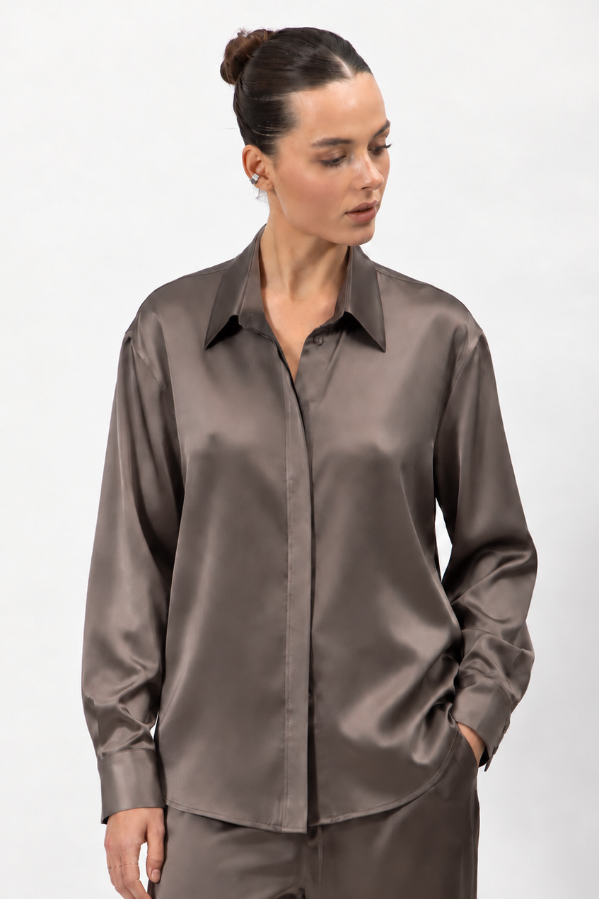 Brown Silk Shirt The Lady