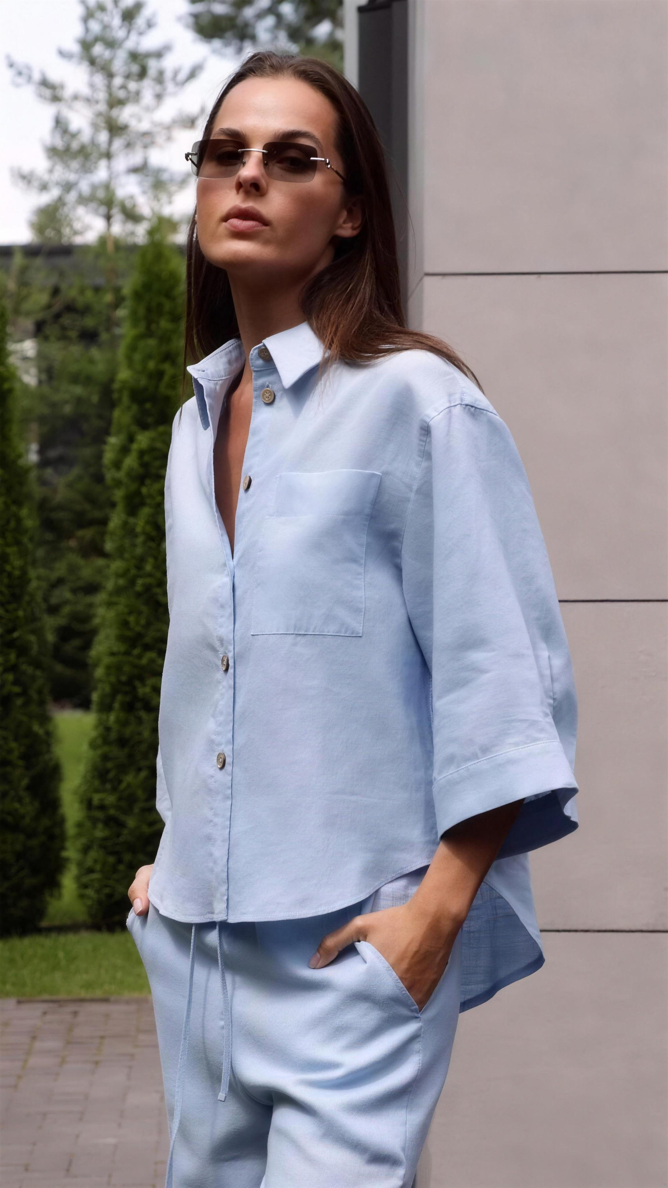 Blue Heavy Linen Shirt Perfect Days