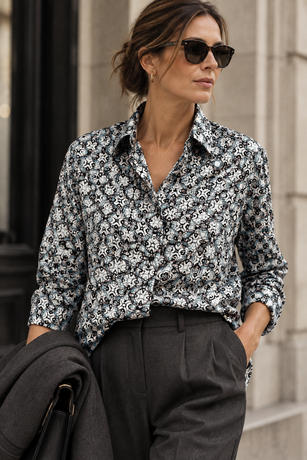Silk Shirt Black Crystal