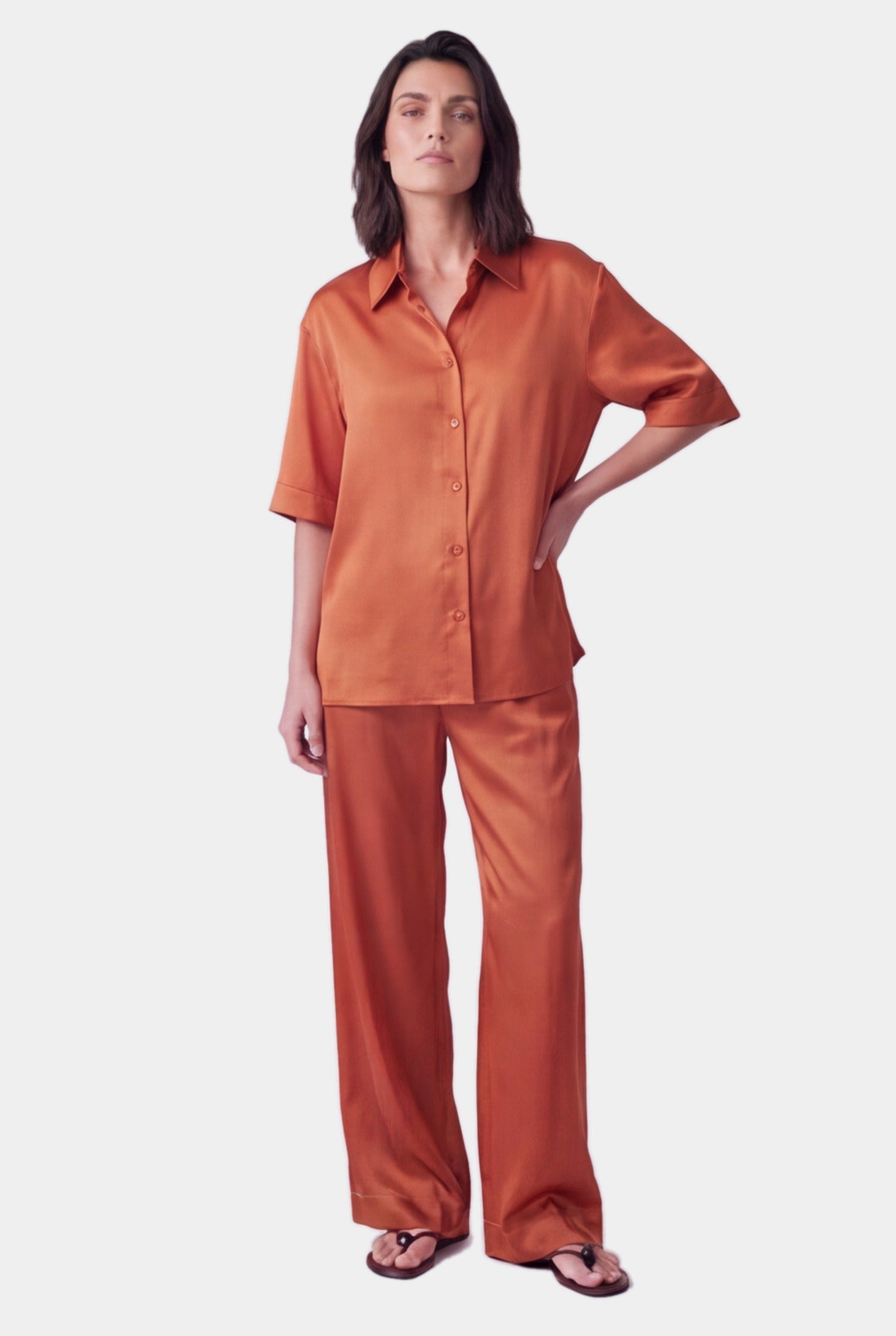 NOKAYA Amber silk co-ord The Lady, front