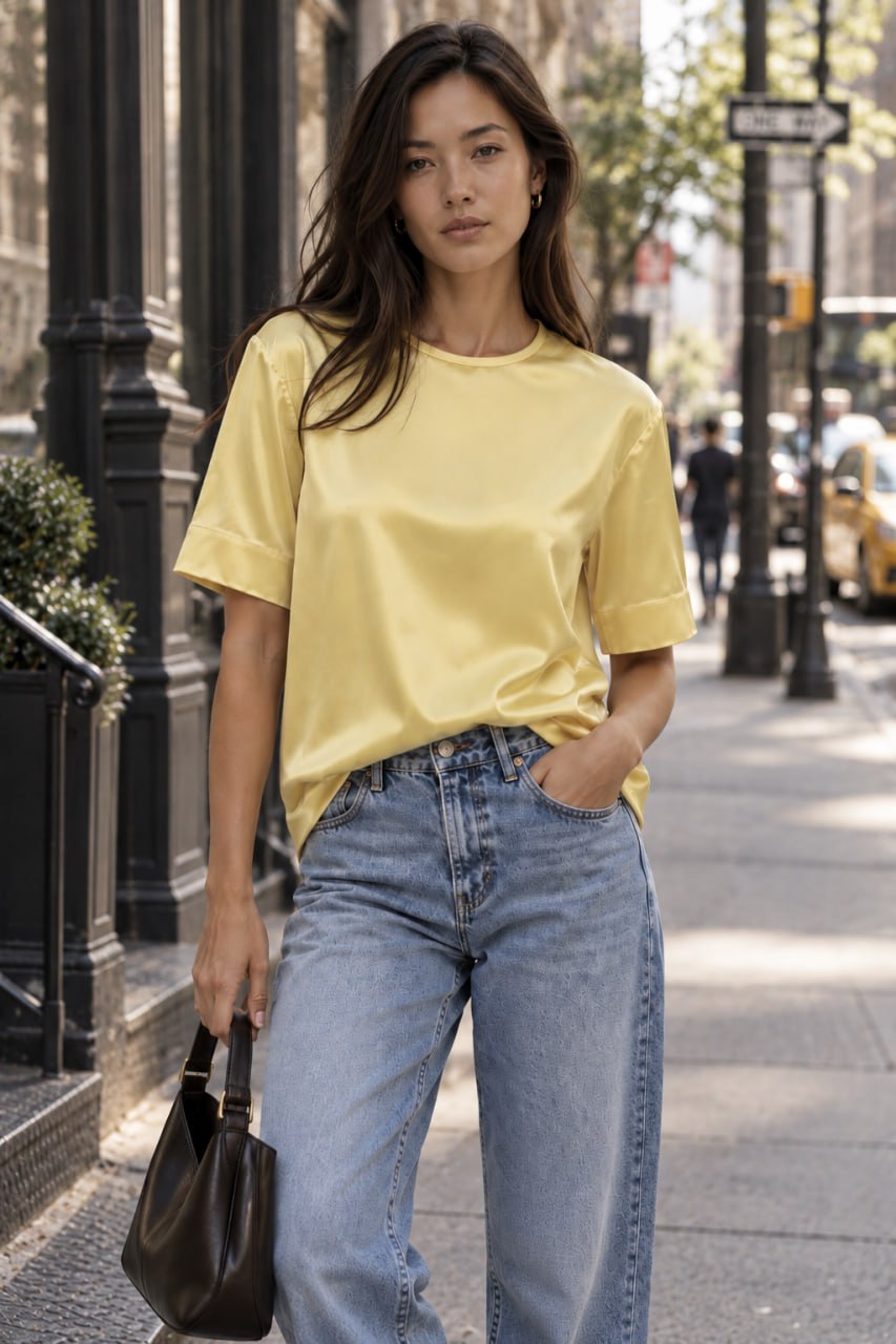 Panna Cotta Silk T-Shirt The Lady