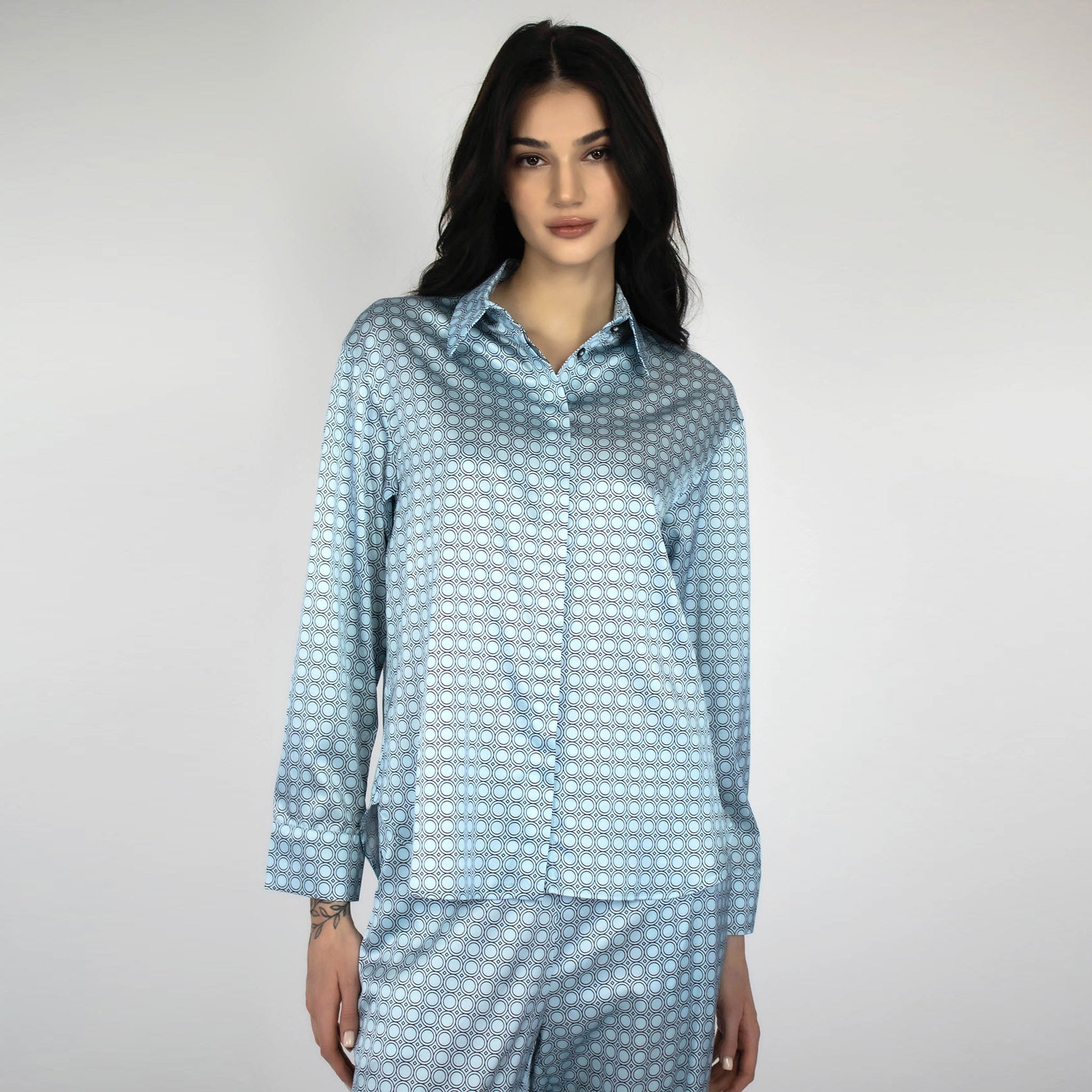 Silk PJ set in blue by Nokaya