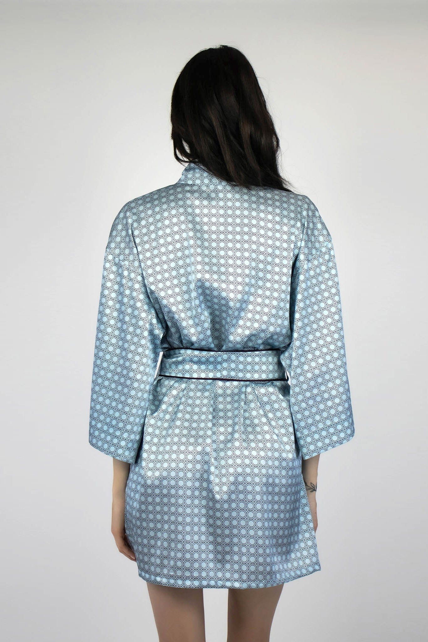Nokaya Silk Long Kimono Robe in blue hue