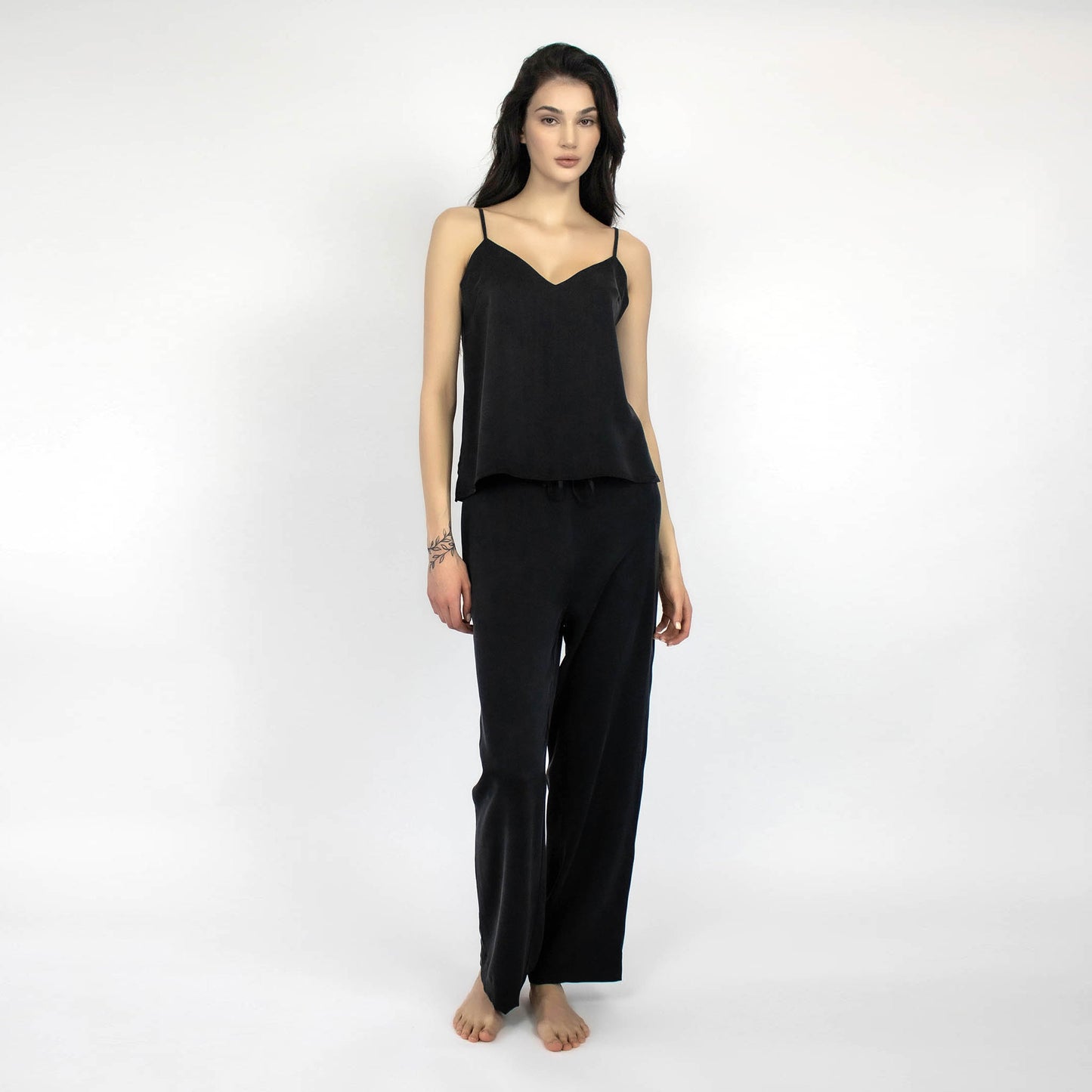Nokaya's washable  black silk pajamas pants for women